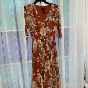 Autumn Floral Midi Dress